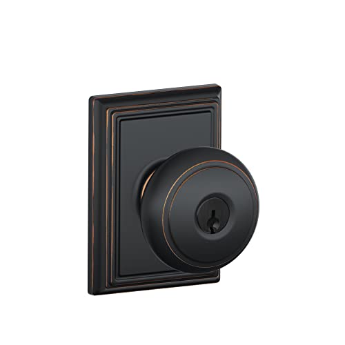 Schlage F51A AND 716 ADD Andover Door Knob with Addison Trim, Keyed Entry Lock, Aged Bronze