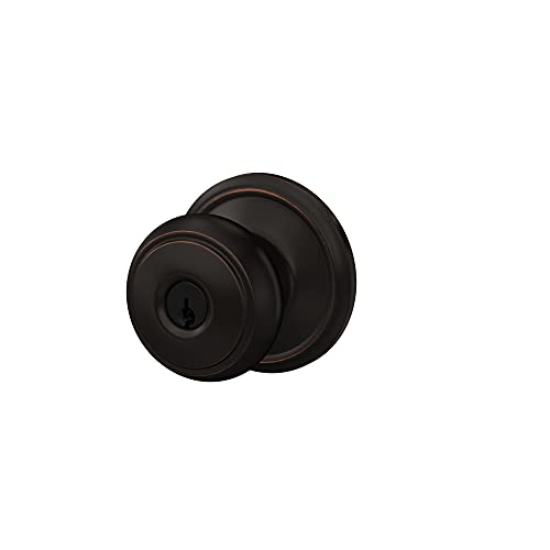 Schlage F51A AND 716 ADD Andover Door Knob with Addison Trim, Keyed Entry Lock, Aged Bronze