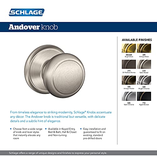 Schlage F51A AND 716 ADD Andover Door Knob with Addison Trim, Keyed Entry Lock, Aged Bronze