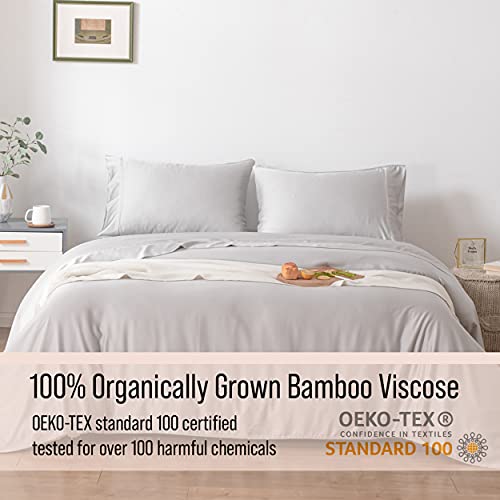 Bella Coterie Luxury King Bamboo Sheet Set | Organically Grown | Ultra Soft | Cooling for Hot Sleepers | 18" Deep Pocket [Grey Mist]