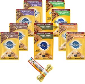pedigree dog food wet bundle,choice cuts in gravy,assorted flavors filet,beef chicken. soft dog food.total 10 pouches,plus a 01 nature’s choice pressed bone 01 ilc buy magnets fridge. 3.5 ounce