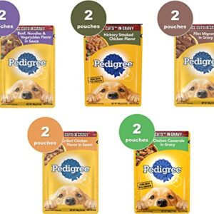 Pedigree Dog Food Wet Bundle,Choice cuts in Gravy,Assorted Flavors Filet,Beef Chicken. Soft Dog Food.Total 10 Pouches,Plus a 01 Nature's Choice Pressed Bone 01 ILC Buy Magnets Fridge. 3.5 Ounce