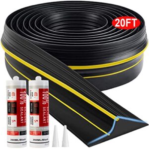 jin&bao universal garage door threshold seal strip 20ft kit, bottom waterproof rubber weather stripping replacement