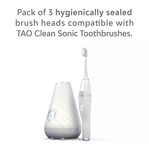 TAO Clean Sonic Electric Toothbrush Replacement Heads (3-Pack) – Replacement Heads for the TAO Clean Electric Toothbrush and Docking Station, White