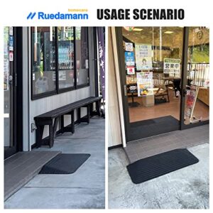 Ruedamann Threshold Ramp, Durable Solid Rubber with 2200lbs Load Capacity, Non-Skid and Anti-Slip Surface, Wheelchair Ramp for Doorways and Bathroom (1 Inch Rise)