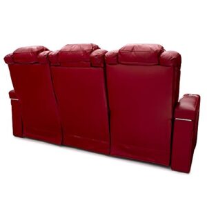 Seatcraft Anthem Home Theater Seating - Top Grain Leather - Power Recline Sofa - Fold-Down Table - Powered Headrests - Arm Storage - AC/USB and Wireless Charging - Cup Holders, Red