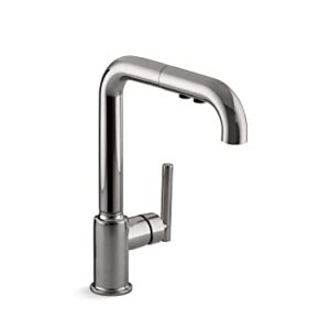 Kohler 7505-TT Purist Pull-Out Kitchen Sink Faucet with Three-Function Sprayhead, Vibrant Titanium