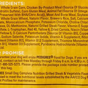 Pedigree Small Dog Complete Nutrition Small Breed Adult Dry Dog Food Grilled Steak and Vegetable Flavor Dog Kibble, 14 lb. Bag