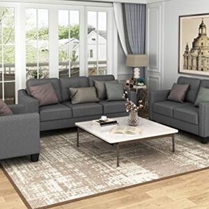 Merax 3 Piece Sectional Sofa, Living Room Furniture Set Sofa Set Include Armchair Loveseat Couch Tufted Cushions