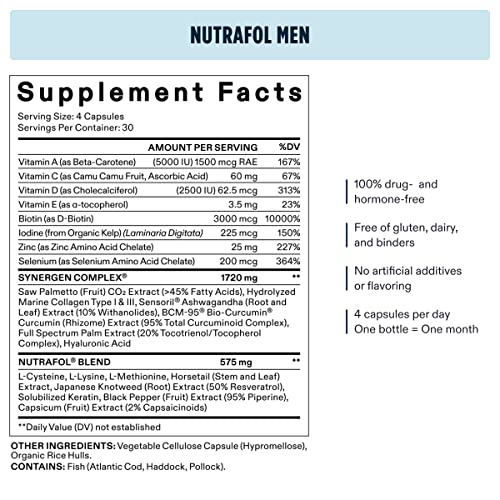 Nutrafol Fullest Hair Kit | Men's Hair Growth Supplement & Growth Activator | Supports Visibly Stronger, Thicker Hair | Patent-Pending Ashwagandha Exosome Technology | 3 Month Supply