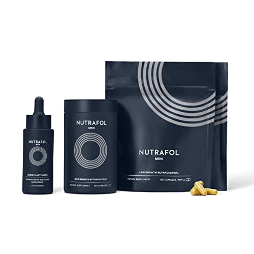 Nutrafol Fullest Hair Kit | Men's Hair Growth Supplement & Growth Activator | Supports Visibly Stronger, Thicker Hair | Patent-Pending Ashwagandha Exosome Technology | 3 Month Supply