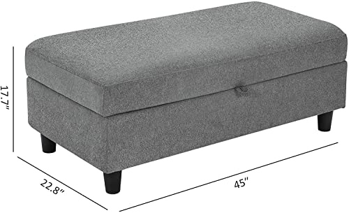 HONBAY Reversible Sectional Couch with Ottoman L-Shaped Sofa for Small Spaces Sectional Sofa with Chaise in Dark Grey