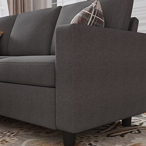 HONBAY Reversible Sectional Couch with Ottoman L-Shaped Sofa for Small Spaces Sectional Sofa with Chaise in Dark Grey