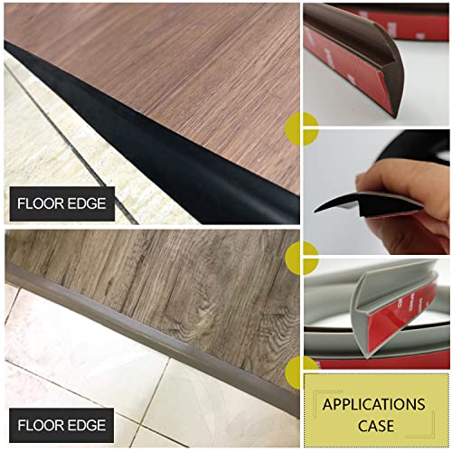 DAILISEN 9.84ft Vinyl Self Adhesive Overlap Threshold Reducer,Flooring Tile Laminate Border Transition Strip,Flat Carpet Rug Edging Strips, Fluted Saddle,Flexible Molding Trim,Stair Edging