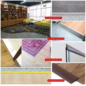 DAILISEN 9.84ft Vinyl Self Adhesive Overlap Threshold Reducer,Flooring Tile Laminate Border Transition Strip,Flat Carpet Rug Edging Strips, Fluted Saddle,Flexible Molding Trim,Stair Edging