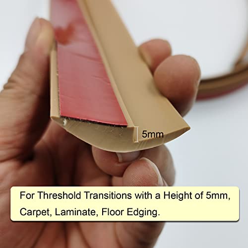 DAILISEN 9.84ft Vinyl Self Adhesive Overlap Threshold Reducer,Flooring Tile Laminate Border Transition Strip,Flat Carpet Rug Edging Strips, Fluted Saddle,Flexible Molding Trim,Stair Edging