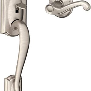 Schlage FE285 CAM 619 FLA LH Camelot Front Entry Handleset with Left-Handed Flair Lever, Lower Half Grip, Satin Nickel