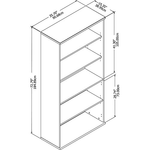 Bush Business Furniture Studio C 5 Shelf Bookcase, Platinum Gray