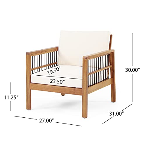 Christopher Knight Home Elias Chat Set, Beige + Teak + Black Metal