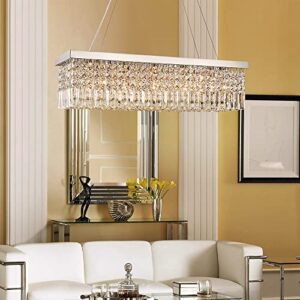 Saint Mossi 5-Lights K9 Crystal Chandelier Modern Chandelier in Raindrop Chandelier Design,Modern Flush Mount Ceiling Light Fixture,Crystal Pendant Light Fixture,H9 x W10 x L31,Chain Adjustable