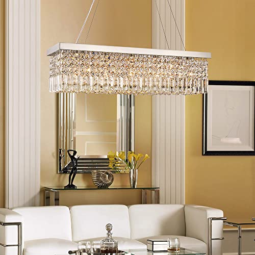 Saint Mossi 5-Lights K9 Crystal Chandelier Modern Chandelier in Raindrop Chandelier Design,Modern Flush Mount Ceiling Light Fixture,Crystal Pendant Light Fixture,H9 x W10 x L31,Chain Adjustable