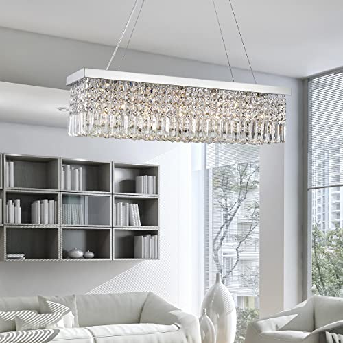 Saint Mossi 5-Lights K9 Crystal Chandelier Modern Chandelier in Raindrop Chandelier Design,Modern Flush Mount Ceiling Light Fixture,Crystal Pendant Light Fixture,H9 x W10 x L31,Chain Adjustable