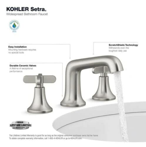 Kohler Setra 8 in. Widespread 2-Handle Bathroom Faucet in Vibrant Brushed Nickel| Premium Material