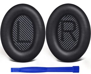 professional replacement earpads cushions for bose quietcomfort 35 (qc35) & quiet comfort 35 ii (qc35 ii) headphones, ear pads with softer leather, noise isolation foam, added thickness (black)