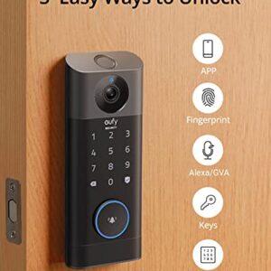 eufy Security S330 Video Smart Lock, 3-in-1 Camera+Doorbell+Fingerprint Keyless Entry Door Lock,BHMA, WiFi Door Lock,App Remote Control,2K HD,Doorbell Camera with Chime,No Monthly Fee,SD Card Required