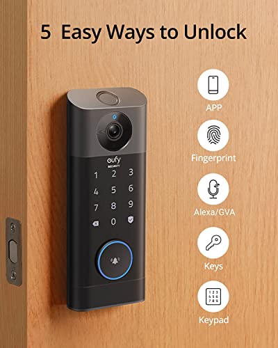 eufy Security S330 Video Smart Lock, 3-in-1 Camera+Doorbell+Fingerprint Keyless Entry Door Lock,BHMA, WiFi Door Lock,App Remote Control,2K HD,Doorbell Camera with Chime,No Monthly Fee,SD Card Required