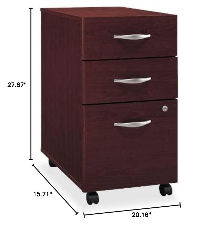 Bush Business Furniture Series C 3 Drawer Mobile File Cabinet in Mahogany