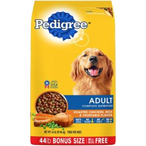 pedigree adult roasted chicken, rice & vegetable flavor dry dog food 44 pounds