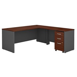 bush business furniture series c 72w l shaped desk with 48w return and mobile file cabinet in hansen cherry