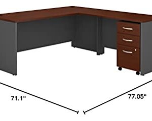 Bush Business Furniture Series C 72W L Shaped Desk with 48W Return and Mobile File Cabinet in Hansen Cherry