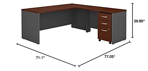 Bush Business Furniture Series C 72W L Shaped Desk with 48W Return and Mobile File Cabinet in Hansen Cherry