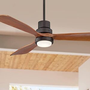 casa vieja 52″ casa delta-wing modern 3 blade indoor outdoor ceiling fan with led light remote control solid wood oil rubbed bronze damp rated for patio exterior house porch gazebo garage