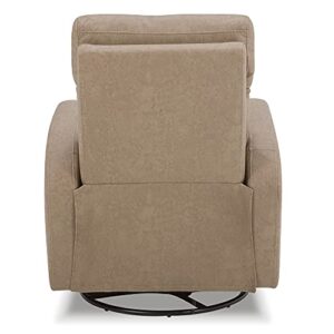 CHITA Power Swivel Glider Rocker Recliner,USB Charge Manual Headrest Double Layer Backrest Truck armrest Chair Sofa for Living Room and Nursery, Light Brown