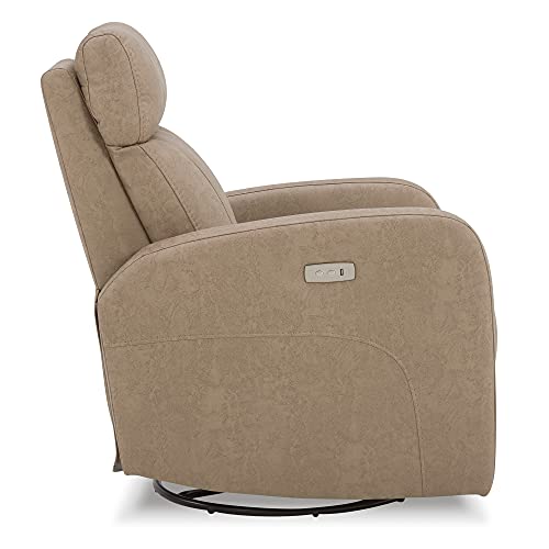 CHITA Power Swivel Glider Rocker Recliner,USB Charge Manual Headrest Double Layer Backrest Truck armrest Chair Sofa for Living Room and Nursery, Light Brown
