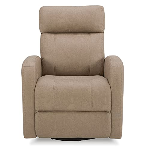 CHITA Power Swivel Glider Rocker Recliner,USB Charge Manual Headrest Double Layer Backrest Truck armrest Chair Sofa for Living Room and Nursery, Light Brown