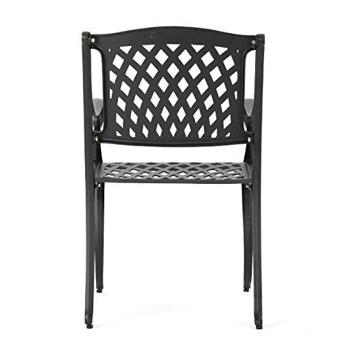 Christopher Knight Home Cayman Outdoor 6-Seater Cast Aluminum Dining Set, 7-Pcs Set, Black Sand