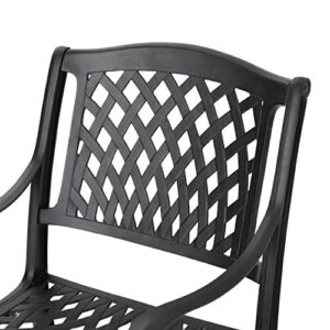 Christopher Knight Home Cayman Outdoor 6-Seater Cast Aluminum Dining Set, 7-Pcs Set, Black Sand