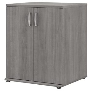bush business furniture universal floor storage cabinet with doors and shelves, platinum gray