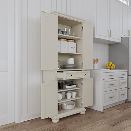 homestyles Dover 71.5 Inches High by 30 Inches Wide with Drawer and Adjustable Shelves White.