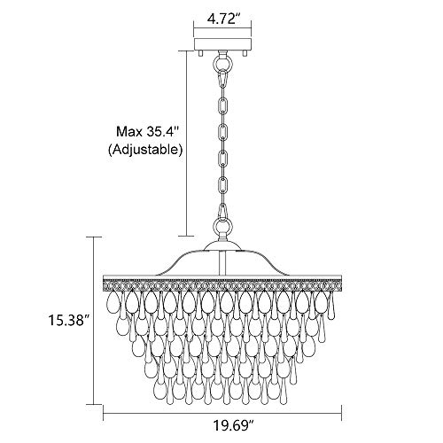 Wellmet Crystal Chandelier, 6-Light 5 Tiers Farmhouse Crystal Light, Adjustable Hanging Bronze Ceiling Lighting Fixture, Modern Foyer Dining Room Chandeliers for Bedroom,Hallway,Bar,Kitchen, W20-inch