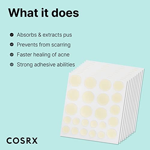 COSRX Acne Pimple Patch Absorbing Hydrocolloid Original 3 Size Patches for Blemishes and Zits Cover, Spot Stickers for Face and Body, Not Tested on Animals, No Toxic Ingredients (240 Count (Pack of 10))