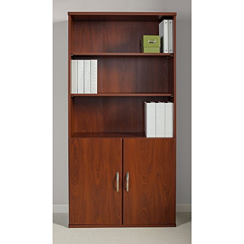 Bush Business Furniture Series C Elite 36W 5 Shelf Bookcase with Doors in Hansen Cherry