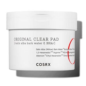 cosrx bha cleansing pad, facial exfoliant-soacked pad for blackheads, whiteheads, minimizing englarged pores, prevent breakouts, 70 pads, artificial fragrance-free, parabens-free, korean skincare