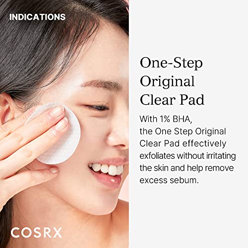 COSRX BHA Cleansing Pad, Facial Exfoliant-Soacked Pad for Blackheads, Whiteheads, Minimizing Englarged Pores, Prevent Breakouts, 70 Pads, Artificial Fragrance-Free, Parabens-Free, Korean Skincare