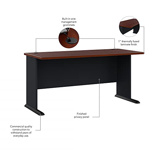 Bush Business Furniture Series A 60W Desk in Hansen Cherry and Galaxy