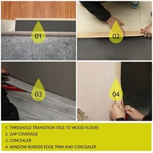 ZEYUE Transition Profile Floor Cover Strips Flooring Transition Strip Vinyl Door Bar Floor Edge Trim Laminate Floor Joining Strip Floor Strip Floor Bar Flat Divider Strip (5cm, Grey Wood Grain)